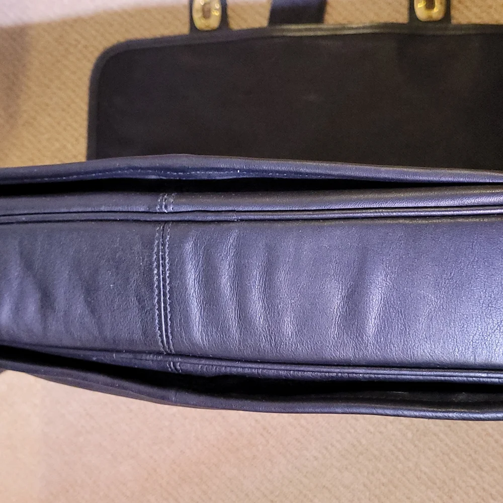 Classic Black Leather Coach Bag